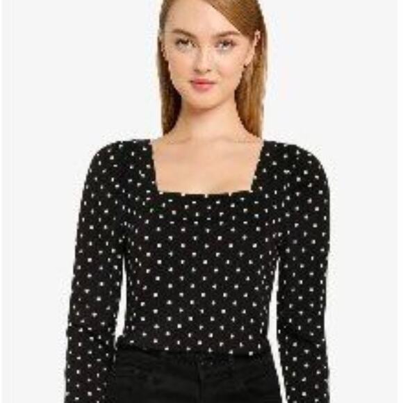 GAP Black & White Long Sleeve Square Neck Top, S, NWT! - Picture 10 of 10